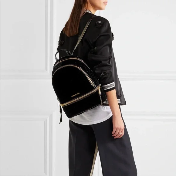 Gold Hardware Michael Kors Rhea Mini Backpack Black Michael  display picture 1